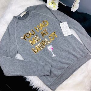 Bow & Drape Sequin Womens Sweatshirt